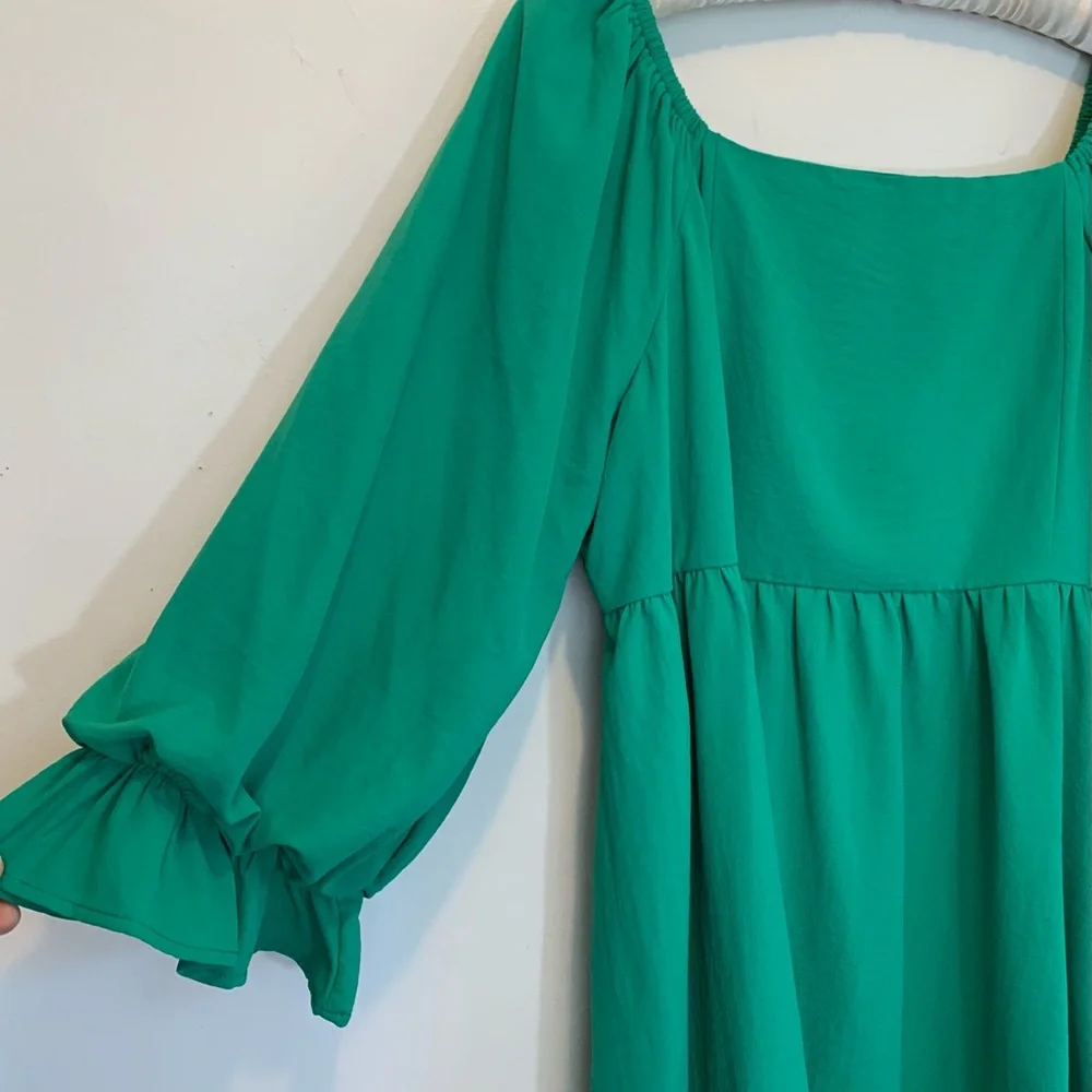 Entro Puffy Sleeve Babydoll Top Green - Picture 4 of 9